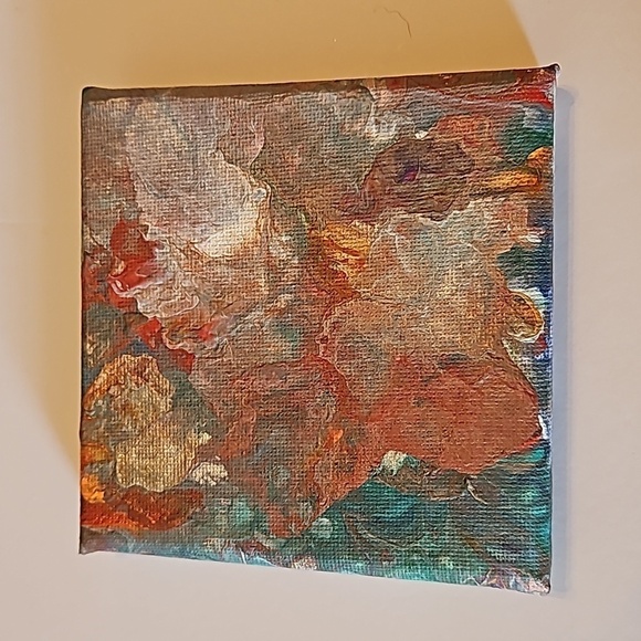 Hand Crafted acrylic pour fluid artwork upcycled wall decor handmade painting - Picture 6 of 12